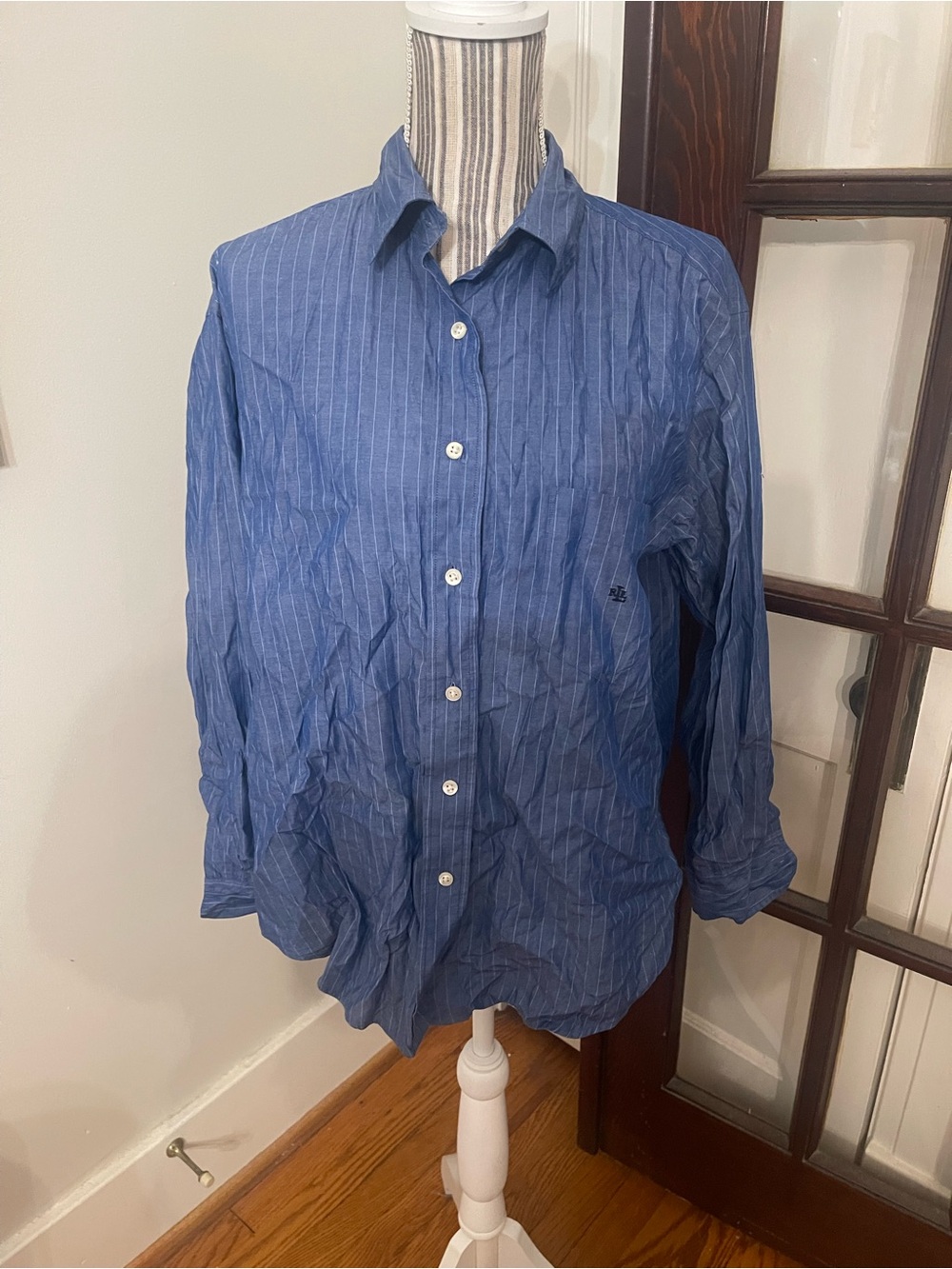 Lauren Ralph Lauren Blue Pinstripe Button-Down Shirt